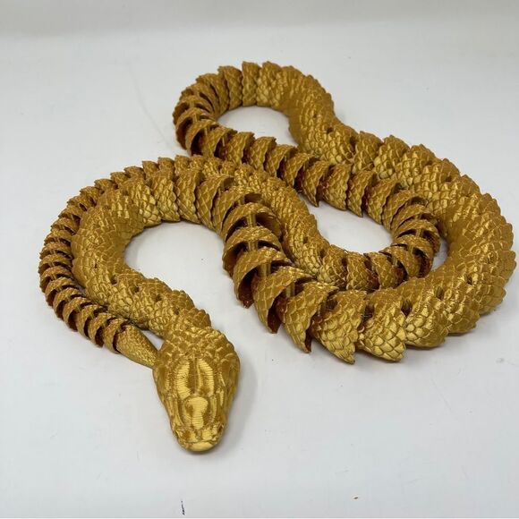 Articulating Snakes 3D Printed 5 Feet Long Metallic Gold Color Décor Gift - Picture 4 of 7